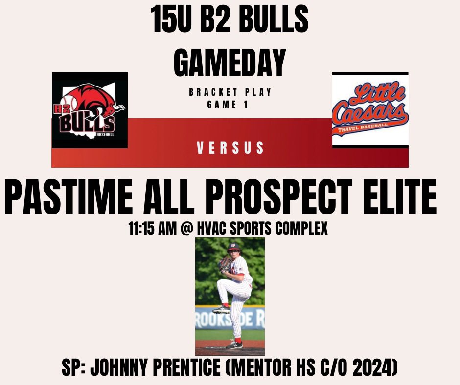 B2Bulls15uNat's tweet photo. Championship bracket day! Bulls take the field for the semis at 11:15 at HVAC  Sports Complex. Let’s go!! @b2_baseball @PastimeBaseball #BDLOS #b2empire https://t.co/mCaUYb59df