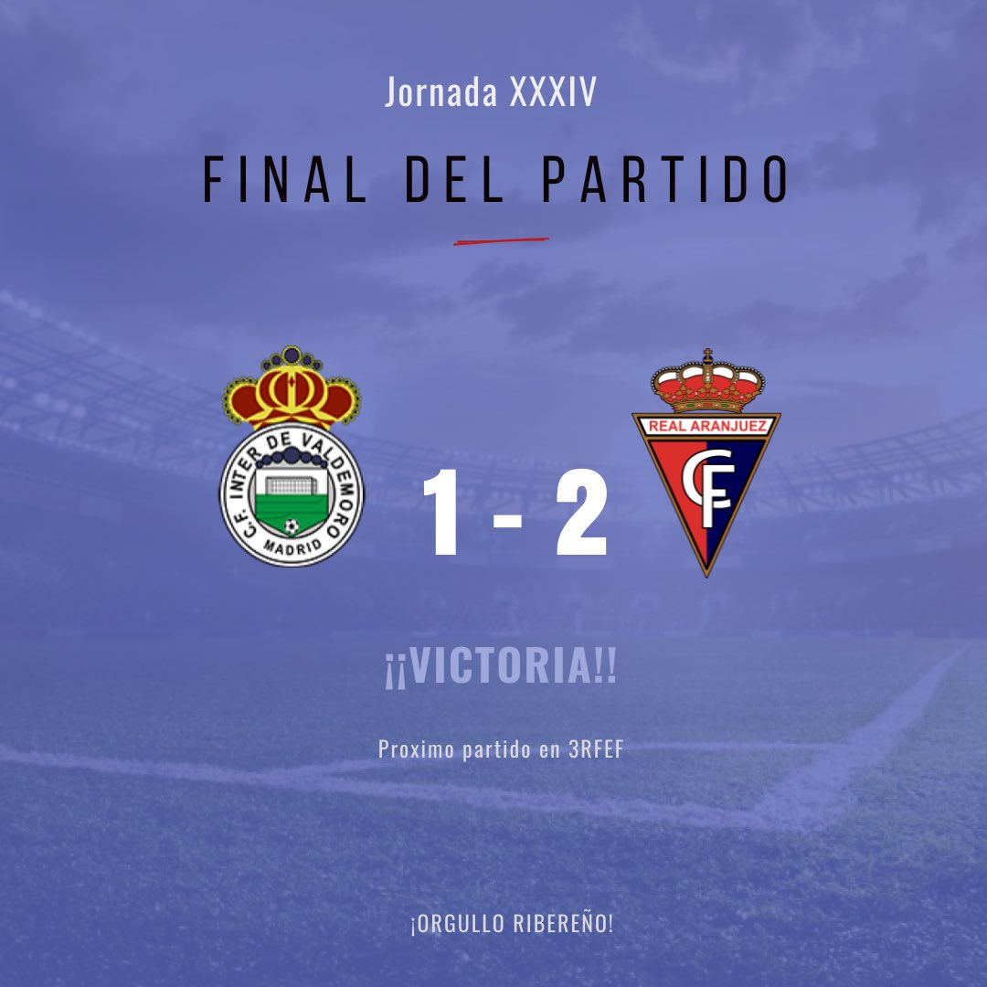 realaranjuez's tweet photo. 🏆Reg.Preferente Gr.II Jor.34

⏱Final del partido y esas cosas… 😅
@intervaldemoro 1-2 @realaranjuez 

#VamosAranjuez #OrgulloRibereño https://t.co/eFMHgLVKAS