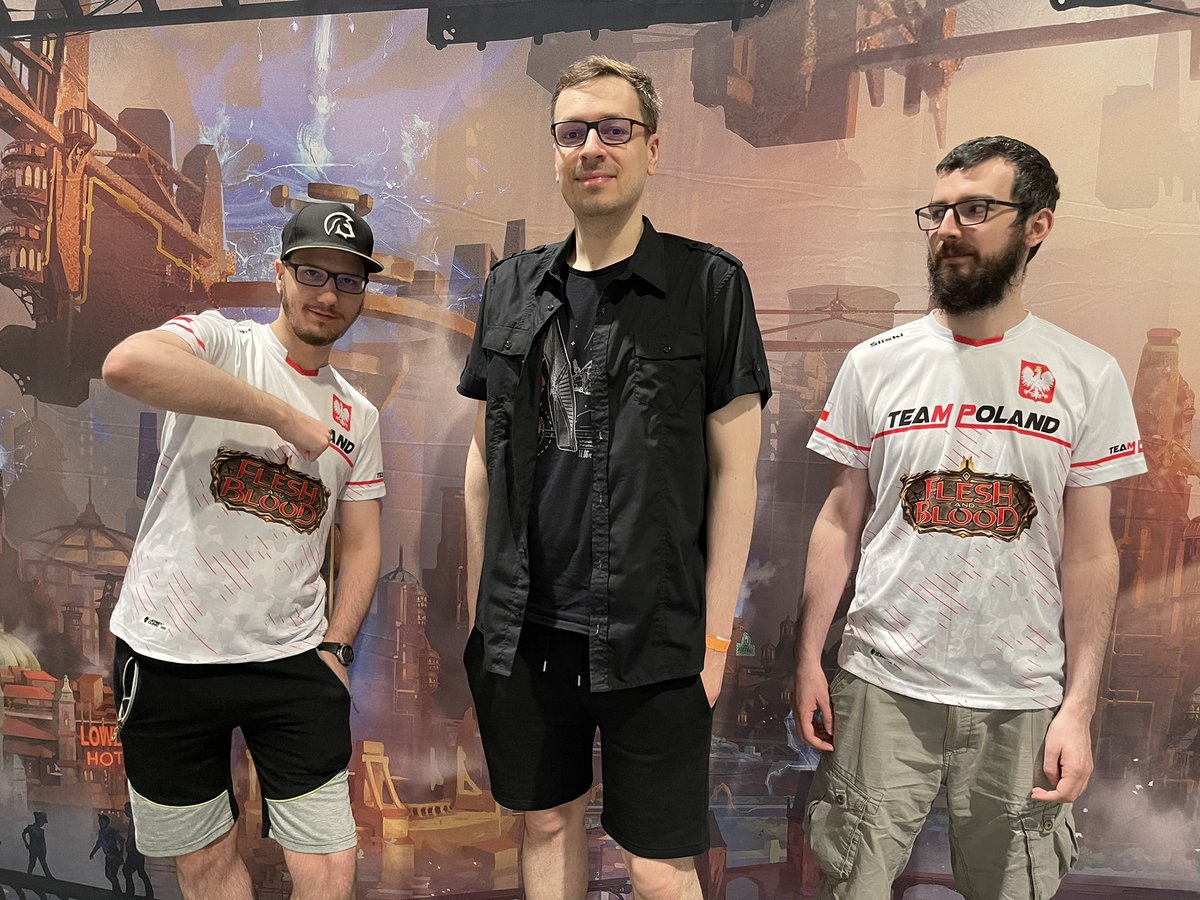 GnimshTV's tweet photo. Top 8 at the Team Calling Madrid with @TinyGuyTCG and Jakub Irzyk. It’s been a top4 cut tournament, but we are all very proud and happy to have our first Top8 Calling record. Sick tournament! #fabtcg https://t.co/sbEzJjFogA