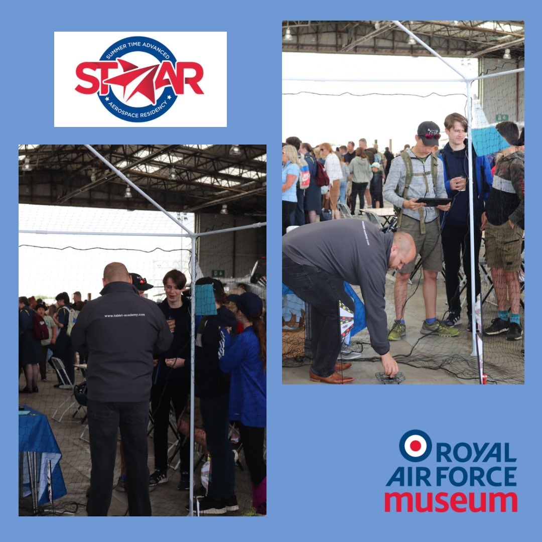 RAFMLearning's tweet photo. MIDS: STAAR students taking part in Drone School at @cosfordairshow. STAAR is sponsored by @NorthropGrumman and is in partnership with @RAF_Cosford &amp; @TabletAcademyUK. https://t.co/e8ejzPxVzU