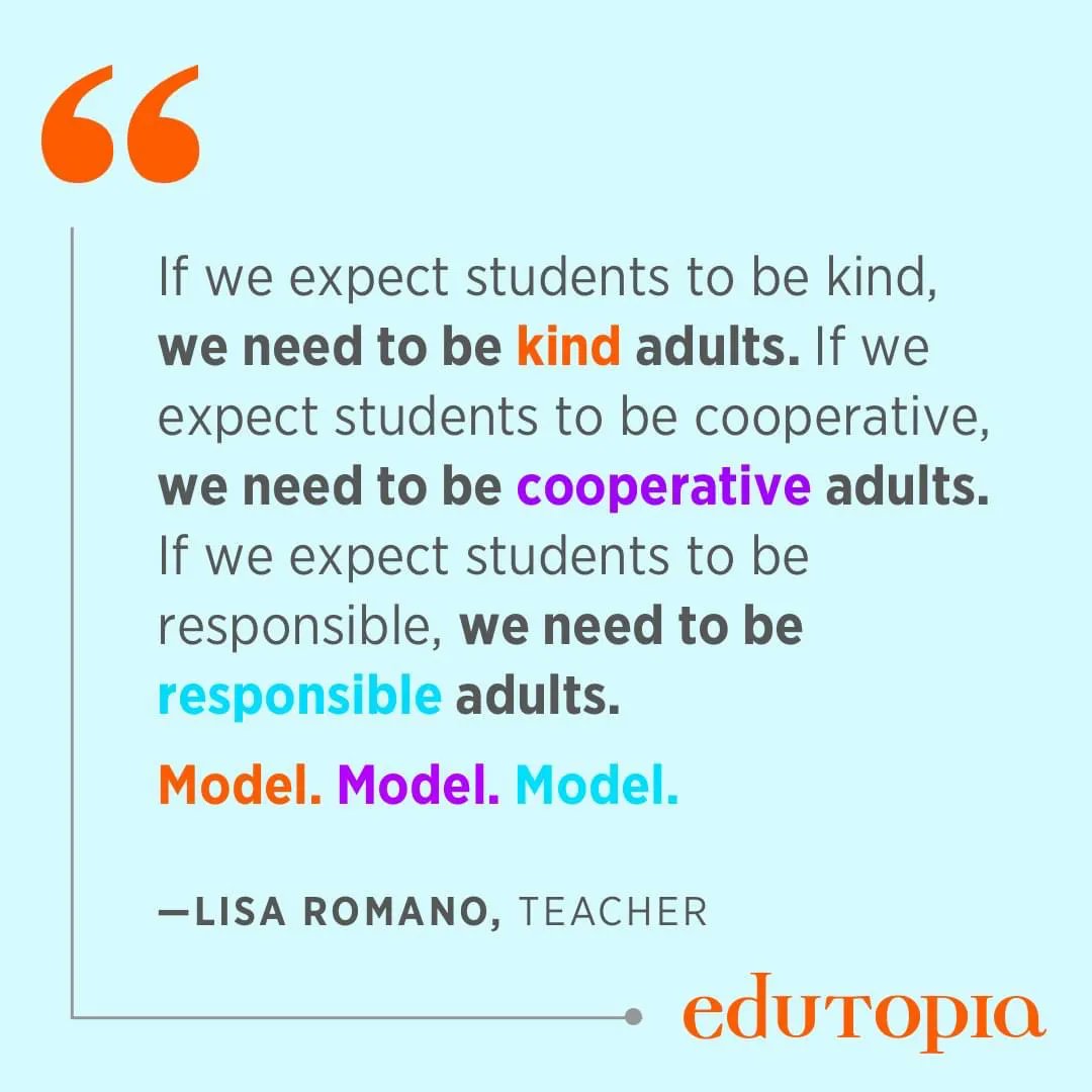 Model. Model. Model! ⭐️ 
📷 <a href="/edutopia/">edutopia</a>
🌐 restorativegroup.org

#RestorativeGroup #RestorativePractices #edchat #K12 #learning #edleadership