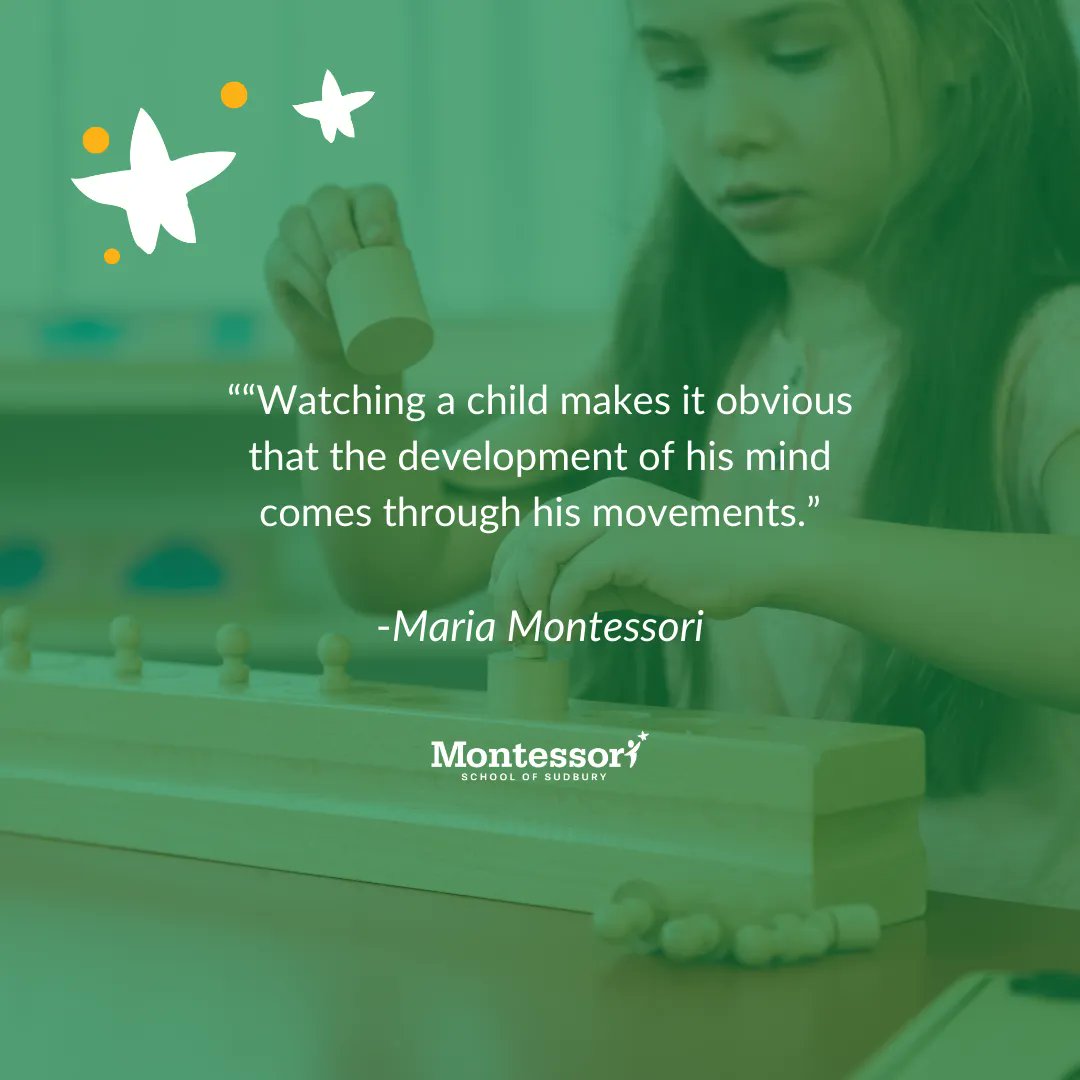 MontiSudbury's tweet photo. “Watching a child makes it obvious that the development of his mind comes through his movements.” - Maria Montessori https://t.co/46vts7OA4Y