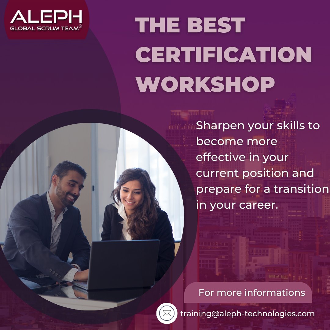 Aleph_Canada's tweet image. Sharpen you skills to become more effective in your current position at work or prepare for a better transition in your career.
#alephglobal #cerificationsworkshop
aleph-technologies.ca