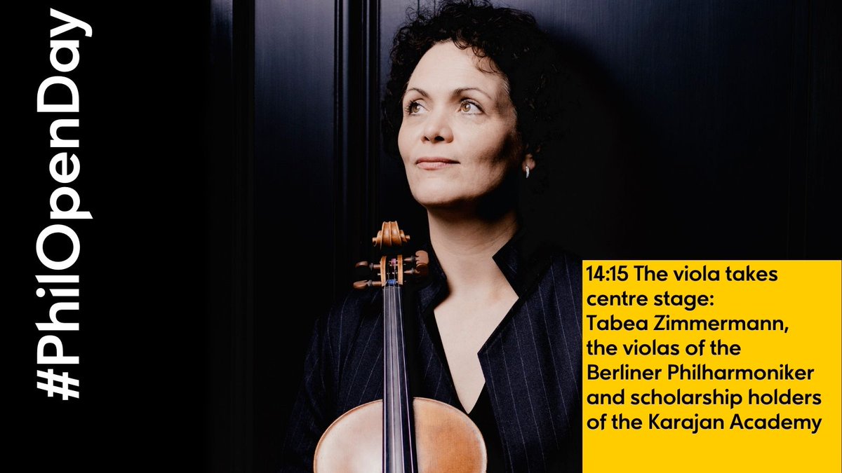 BerlinPhil's tweet photo. π»πΆ#PhilOpenDay - #free and live at 14:15 pm: The viola takes centre stage with Tabea Zimmermann, the violas of the Berliner Philharmoniker and scholarship holders of the Karajan Academy Β» https://t.co/nuybAdusa7 #SharingMusic https://t.co/A46XNuc98M