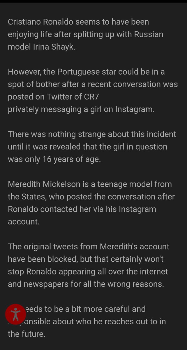 matcrews10's tweet photo. When will Cristiano Ronaldo be punished for being a ped0phile? He messaged a 16 year old girl. You don't believe me? Search up "Ronaldo Meredith Mikelson". https://t.co/ixCkqJ72TN