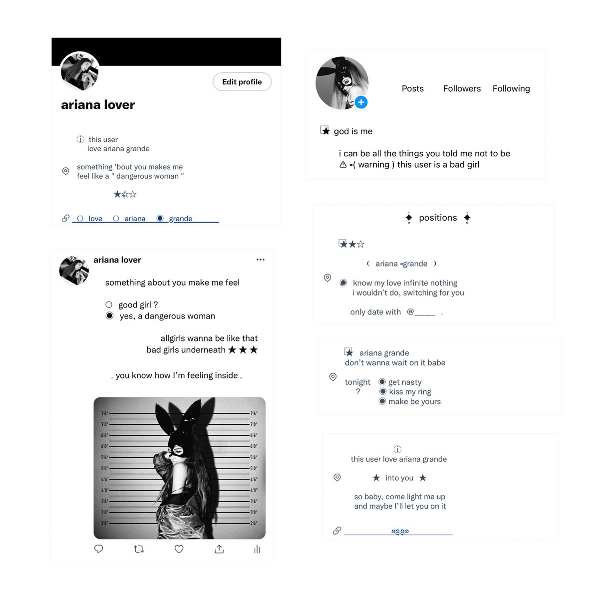 ⠀⠀⠀⠀⠀⠀⠀⠀✰̵̩͙ 𓈒 ari✦na lover 𓈒 ✰̵̩͙

⠀✞⃣ 𓈒 price : 5 bath for all
⠀✞⃣ 𓈒 bio , location , link , pin , bio ig 
⠀✞⃣ 𓈒 mention now - close