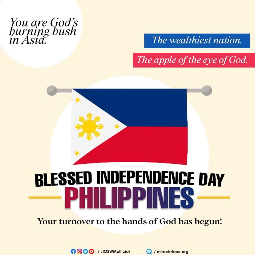 God is ready to make another history in this nation for He did not only free us from the slavery of foreign countries, but from the slavery of sin, sicknesses, diseases, calamities, poverty, and all kinds of crisis.

#IndependenceDay2022 #IndependenceDayPH