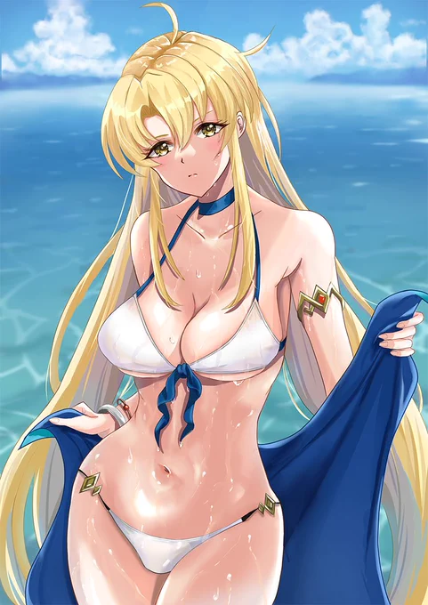 今更ながら、#3周年ランモバ創作部 でラーナの絵馬を頂いたので、ラーナ描きました夏も近いので水着スキンで#ランモバ 