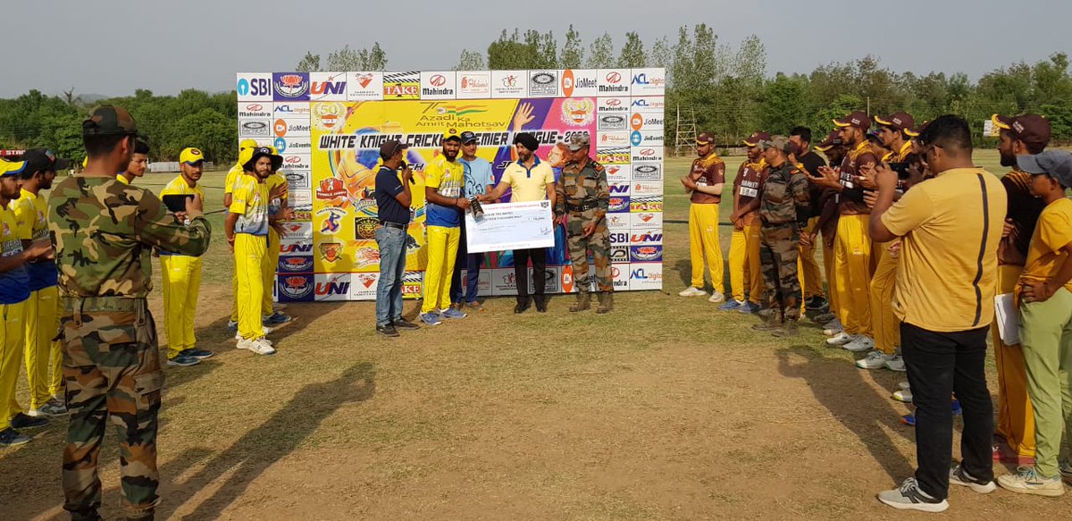 Whiteknight_IA's tweet photo. #WKPL
In the sizzling quest for seeking glory Sher-e-Samba triumphed over Rajouri Rockets in the second Semi Final and has bagged the big ticket to take on Poonch Panthers in the #WKPL Finals scheduled on 14 June
#AzadiKaAmritMahotsav
@adgpi
@NorthernComd_IA https://t.co/oZGkhohTQ0