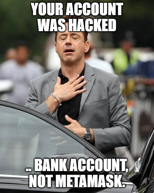 NonFunFriends's tweet photo. Even a cheeseburger meal will be difficult with such little money in the bank account 😂 

But seriously though, some people forget that stable coins/cash is ALSO a position. 👌

#NFT #NFTs #NonFun
$NonFun #PartyToEarn 🥳2💸 https://t.co/PFBtXLgy6f
