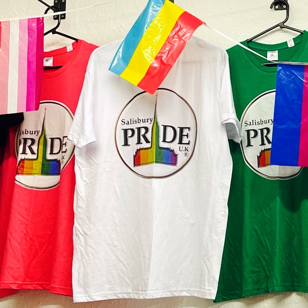 pride_salisbury's tweet photo. #SalisburyPride - T Shirts for sale at the shop - open weekends 10am to 4pm - raising money for Pride! Come say hello 👋
#Salisbury #Pride 2022 https://t.co/ly6e0qwC5y