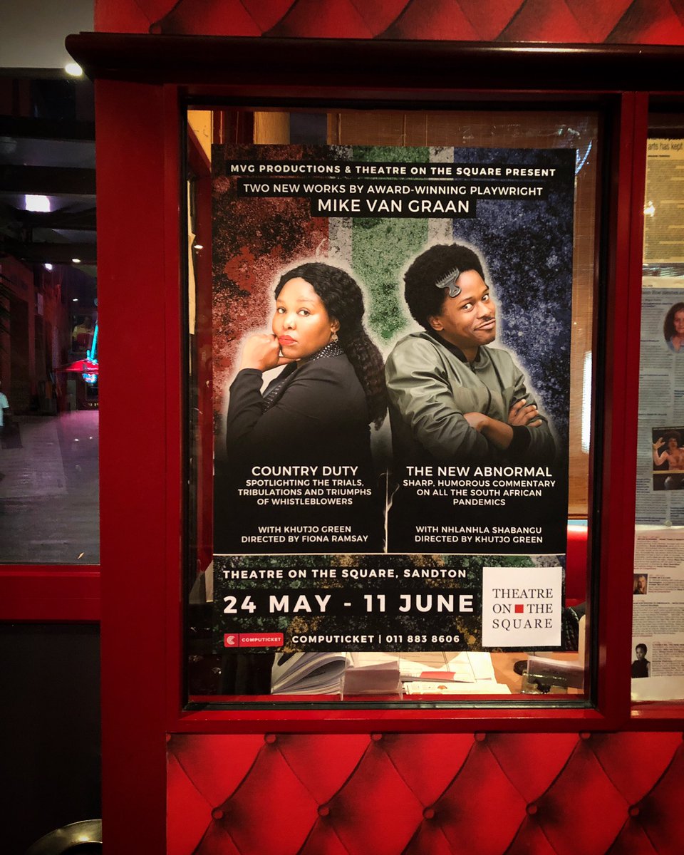 And just like that, “The New Abnormal” and “Country Duty” have concluded their runs at <a href="/TheatreOnSquare/">Theatre on the Square, Sandton</a> 🎭

Thank you to everyone who attended and supported us! Here’s to South African theatre! 🥂✨🇿🇦

#totsdoublebill #thenewabnormal #countryduty #satheatre #southafricantheatre