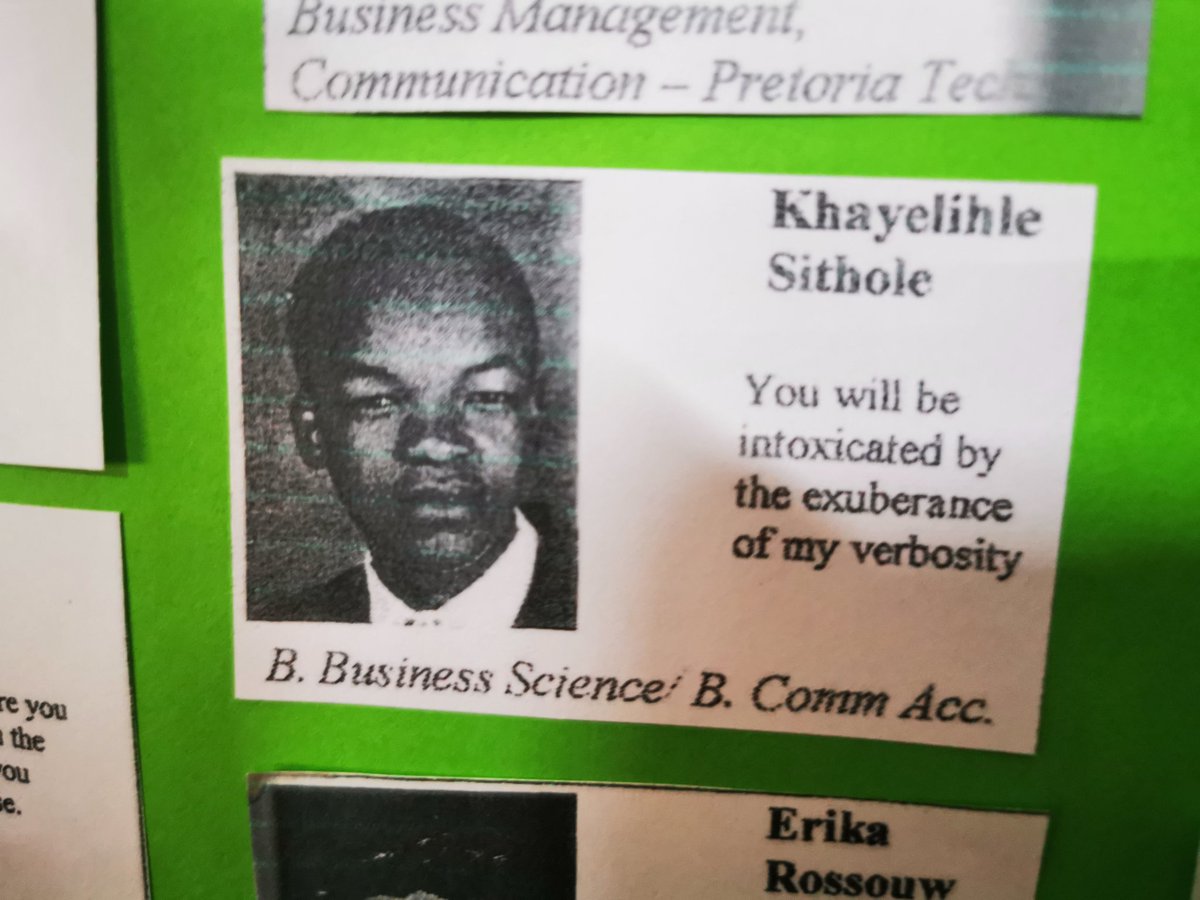 CoruscaKhaya's tweet photo. In Matric, we had to submit a quote for the school magazine and indicate what study path we had chosen.
So before you comment - please remember this was 2002, I was just 16 and the world was a very different place back then πππ
#EHS2002
#EHS2002Reunion
#EshoweHighReunion https://t.co/J38d85ZbTh