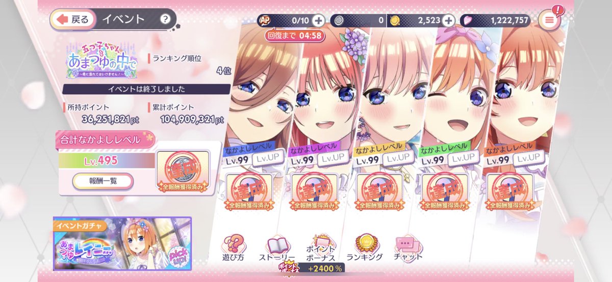 rnk_trpr's tweet photo. 流石にTOP3には追いつけなかったもののあまつゆ4位ありがとうございました https://t.co/kGudwz3pRj