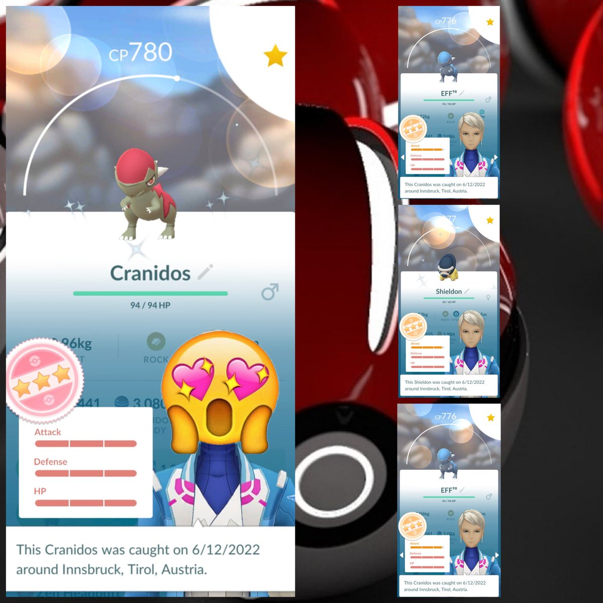 Was busy with another wonderful Sunday brunch together with my mom and therefore I only played ~90 Minutes of #ResearchDay...here's the result:

🌟Cranidos 4️⃣ (1x #SHUNDO💯 😱🤩😍🥳🥹)
🌟Shieldon 3️⃣ (1x 9️⃣8️⃣% #PseudoSHUNDO)

#PokemonGO #ShinyPokemon #SeasonOfGO #UltraUnlock