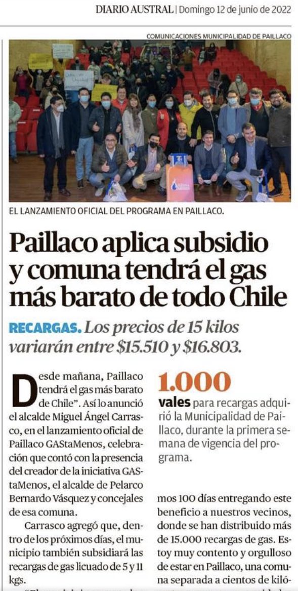mcarrascogarcia's tweet photo. Gracias @munipelarco @Bernardovasquez por ayudarnos a implementar este subsidio. Cooperación de municipios hace posible @AChMChile la recarga más barata de Chile. #Valdiviacl https://t.co/fIyzEEWhGN