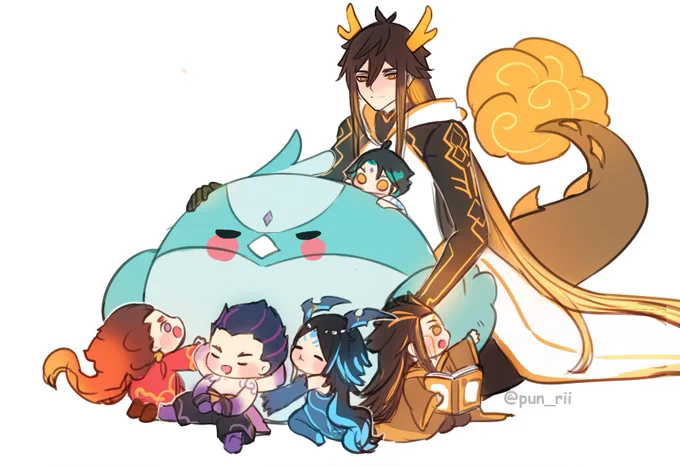 #yaksha #xiao #zhongli 🔶💚💛💜💙❤️ 
