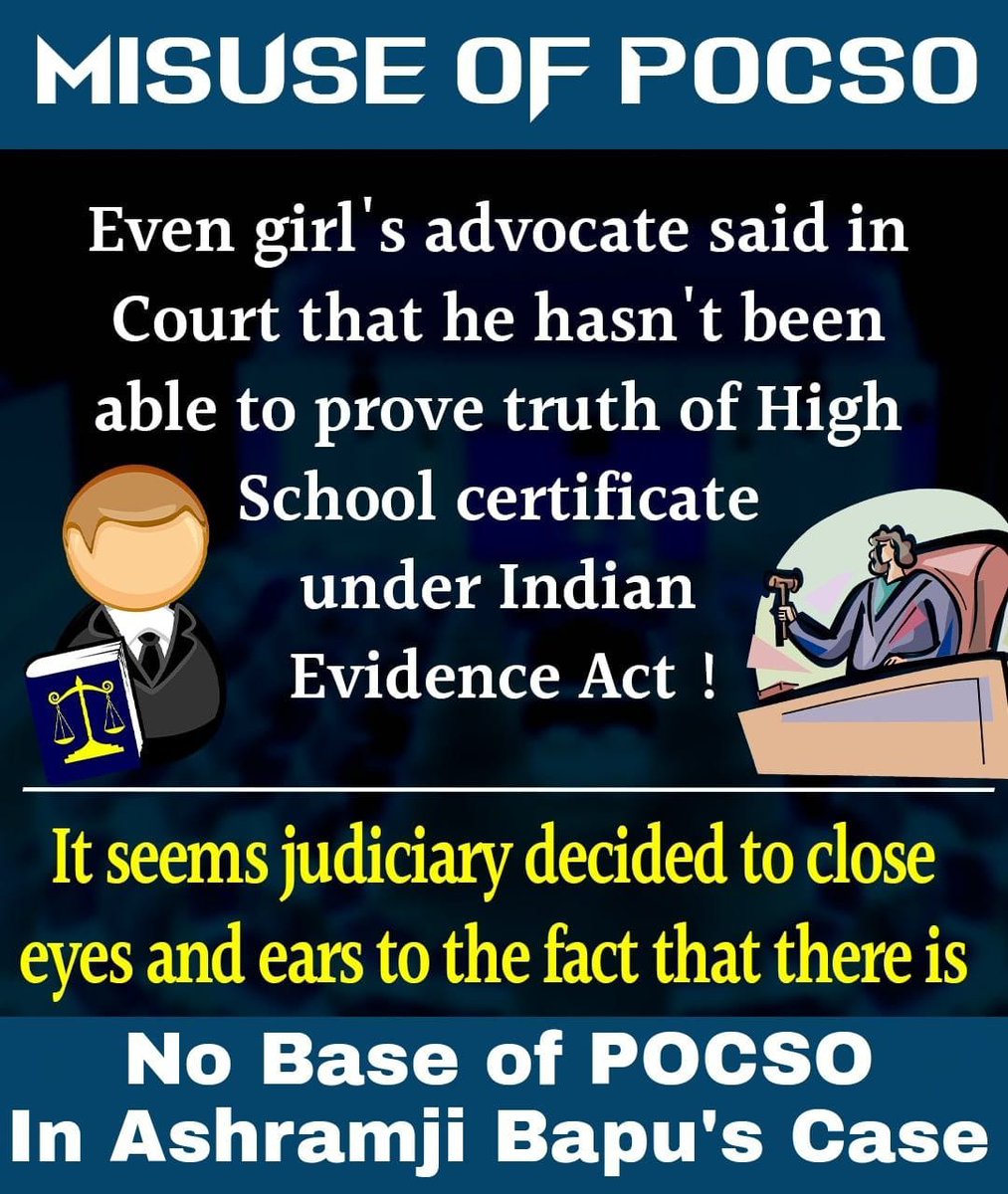 <a href="/YssSpeaks/">Young India Speaks</a> #ItsTooMuch Quick Bail to Pearl V Puri but No Bail to Bapuji in 9 years⁉️
In Asharamji Bapu Case, Misuse Of POCSO done as age proofs of the girl states that she was major. Why these Evidence Ignored by Judiciary ❓