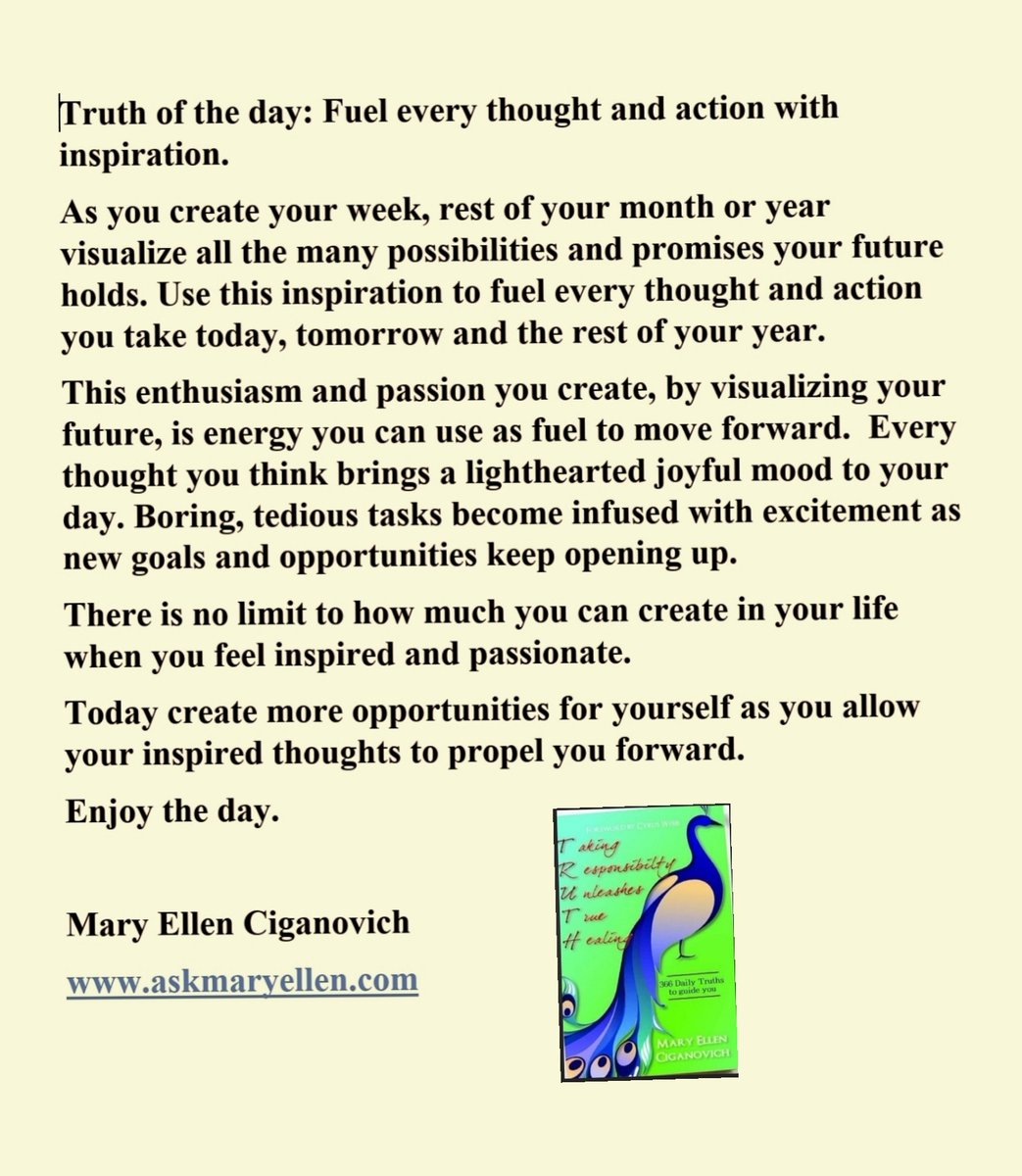 askmaryellen's tweet image. Truth of the day: Fuel every thought and action with inspiration. #TuesdayTruthoftheday #TuesdaysInspirational #Visualizeyourfuture #takeaction #bepassionate #mindfulnesscoach #flagDay2022 T.R.U.T.H. amazon.com/dp/1728842883