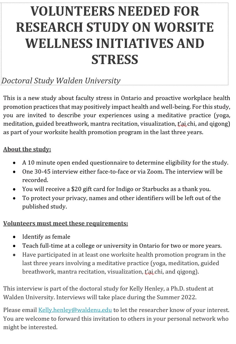 MsMacrophage's tweet photo. Research study looking for female faculty who have previously participated in a workplace wellness initiative. If interested, please contact the lead throug the email below. Please RT. https://t.co/CkLKpiCqBL