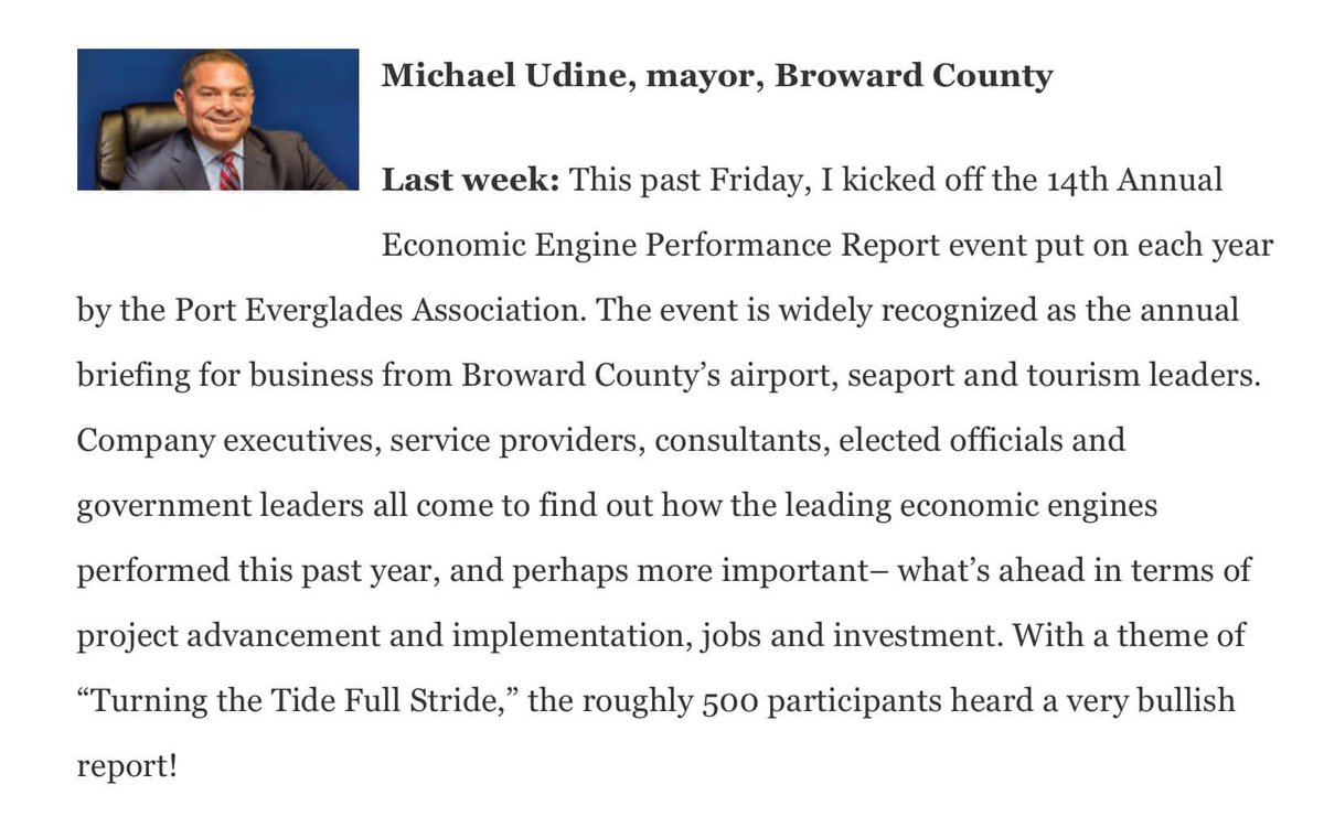 Michaeludine's tweet photo. In this week’s @SunSentinel @SoFlaOpinion #SF100 I discuss a positive report from Broward County’s #EconomicEngines. ✈️🚢☀️
@visitlauderdale @FLLFlyer @PortEverglades @PortBizOrg @MAPBroward @browardinfo
Check out all of this week’s entries here:
https://t.co/DYjTvcwMaX https://t.co/xkY7Gvmzmd