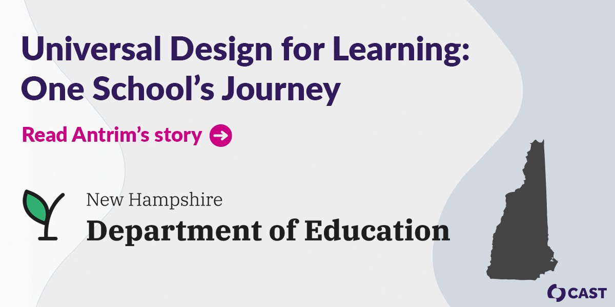Seeking a great example of school-wide #UDL implementation? Read "Universal Design for Learning: One School's Journey" and find out how a four-year effort brought one NH school from UDL basics to UDL collaboration: ow.ly/4vvQ50JuNJc @NHEdCommr <a href="/WeAreConVal/">ConVal Schools</a> #UDLchat #NHUDL