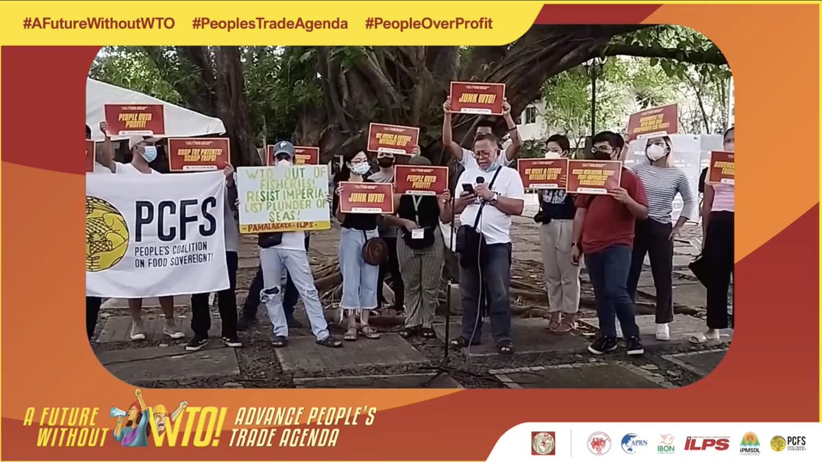 APR_net's tweet photo. Filipino fisherfolk activist leads the mass action versus WTO #MC12 . The WTO's text on fisheries subsidies have been controversial and is continuously opposed by the small fisherfolk across the world.
#AFutureWithoutWTO
#PeopleOverProfit https://t.co/1w59nkVllA