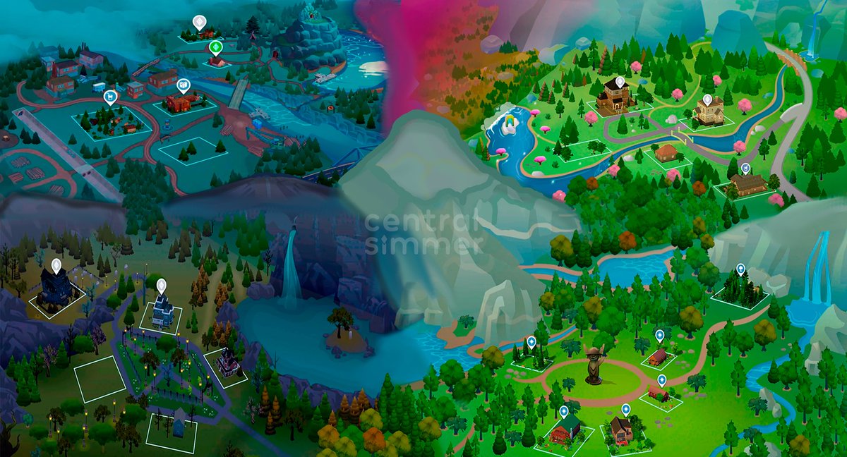 InfoSimmer's tweet image. Así sería se vería el mapa de Forgotten Hollow, Glimmerbrook y Moonwood Mill si estuvieran unidos en un mismo mundo (Junto a Granite Falls) ✨

¡Se vería cool ¿Podría llamarse el “Bosque mágico”?

¿Qué les parece?