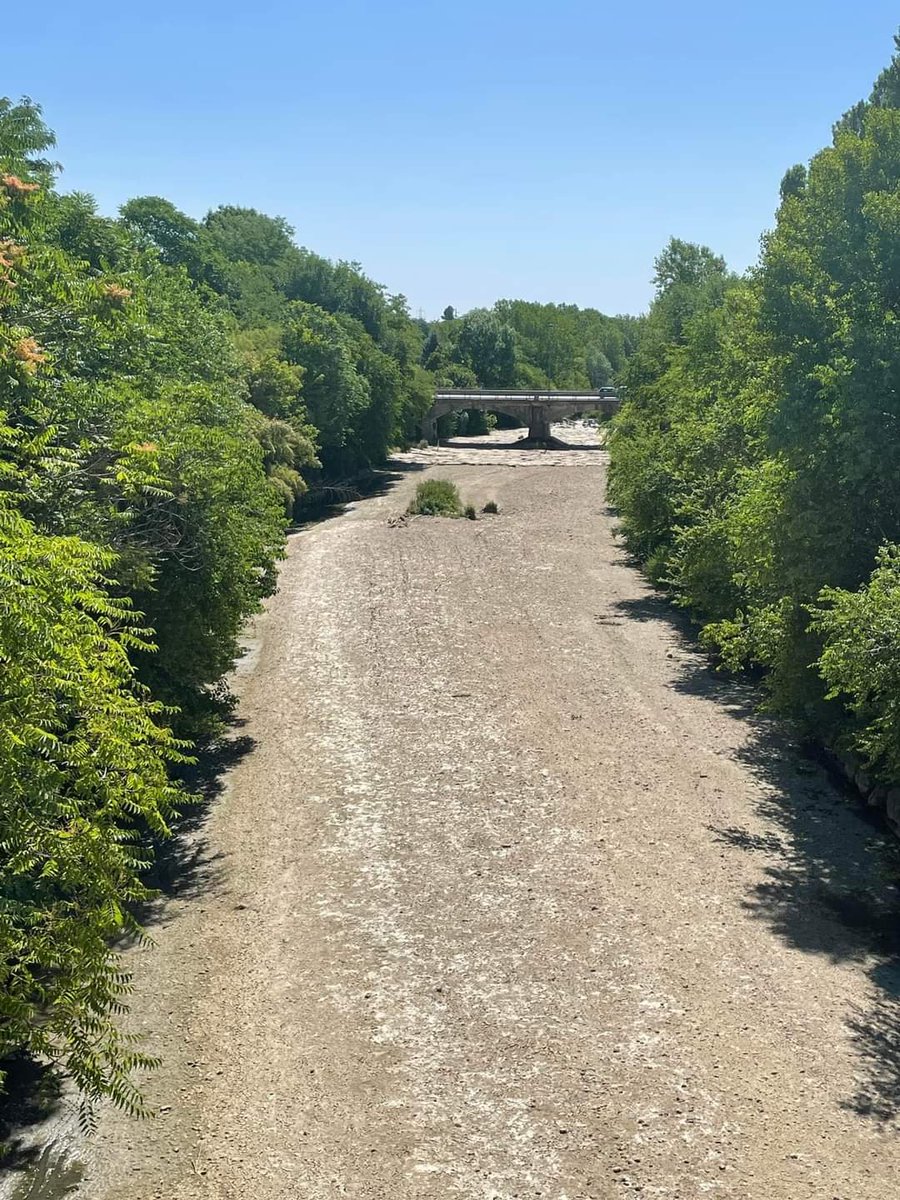 MMmarco0's tweet photo. Questo è il torrente Sangone, in provincia di Torino. Chi vive in quelle zone dice di non averlo mai visto in queste condizioni. È letteralmente prosciugato. La siccità, specie al Nord-Ovest è a livelli allarmanti. https://t.co/WaTl9PduXv