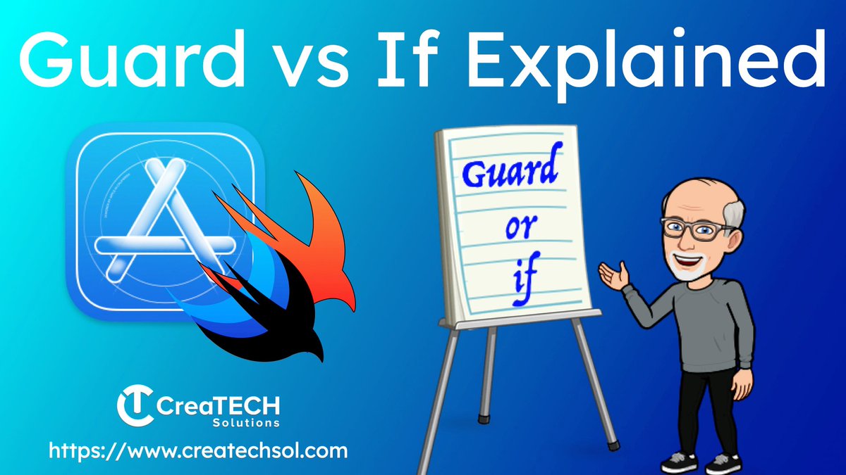 StewartLynch's tweet image. In this video, I take a break from WWDC and get back to #Swift basics by exploring the differences between using an if condition and a guard condition.
In addition we check out execution flow, unwrapping optionals and dealing with throwing errors.

youtu.be/y1wVyNRJook