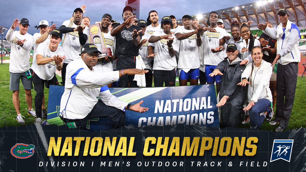 Gators go the distance 🏆🐊 The @GatorsTF team is the men’s #NCAATF outdoor national champion for the fifth time in program history! #GoGators