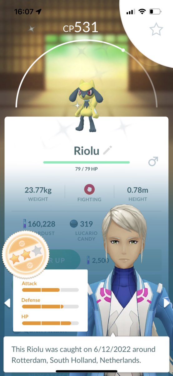 But an unexpected hatch was this beaut right here during research hours!!! I was the happiest with this one. Never crossed my mind I could get it #riolu #pogo