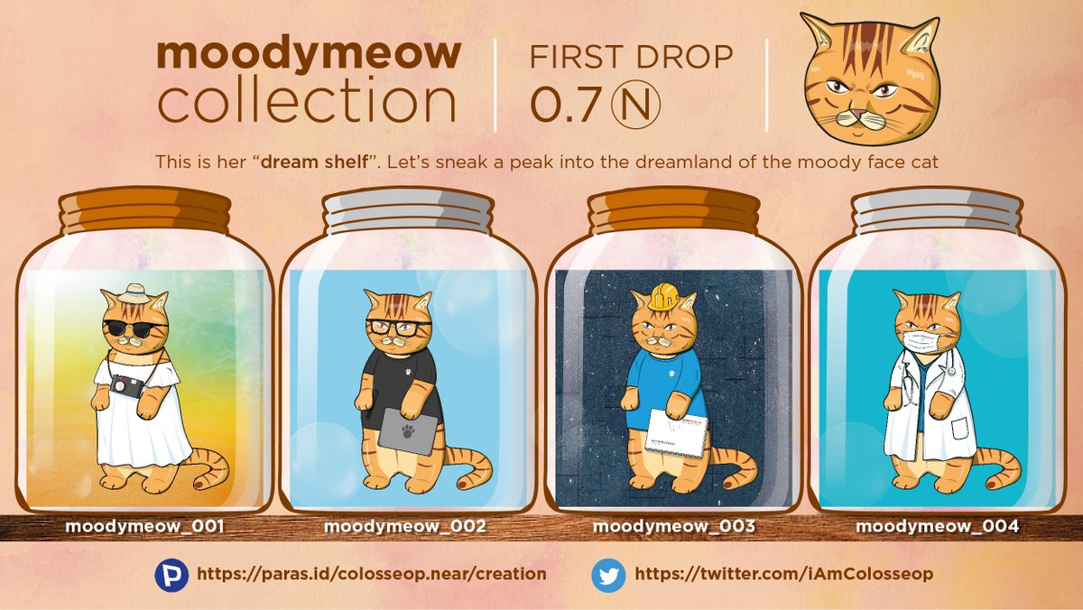 ‘ I have dreams more than you thought, human!’ 🐱 the moody face cat said.

One of the owner can roam across the dreams. Let’s sneak a peak!

paras.id/colosseop.near…

#NFTTHAILAND #PARASnft #NFTdrop #NFTcollections #NFTMarketplace #NFTartists #NFTCommumity #NFTCollector
