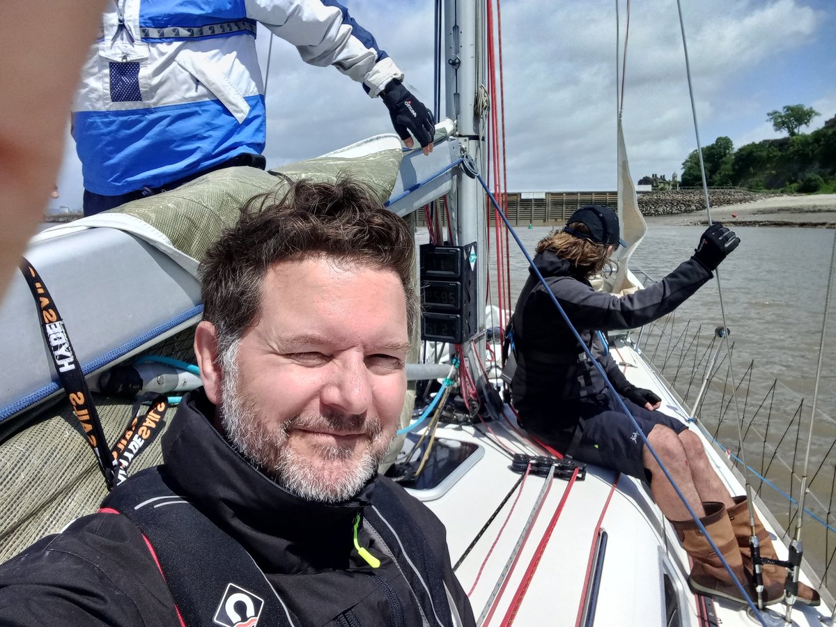 Nice weather today for racing on the Bristol Channel. Surprisingly windy &amp; sunny - great fun on Silverback, as always! 1st over the line. Nice that my family got up early to see me go through the lock to the sea.