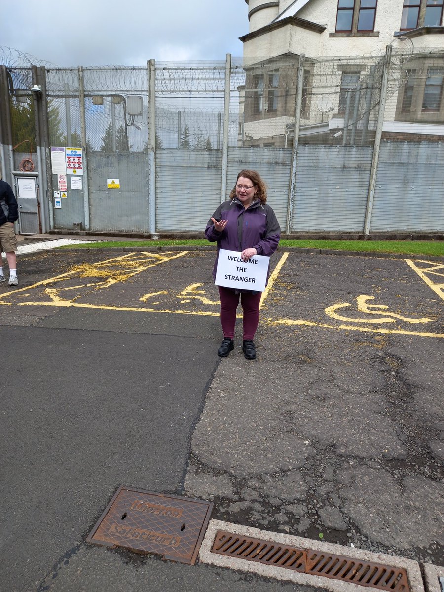 justcarol12's tweet photo. At Dungavel solidarity gathering today Great contributions from Archbishop Nolan @ArchdiocGlasgow @ClareAdamsonSNP @marionfellows @Arthurwest7West @haggardherbs @JandPScotland representatives and others #RefugeesWelcome #CloseDungavel #StopTheFlights #RwandaNotInMyName https://t.co/EHcAaLtzMI