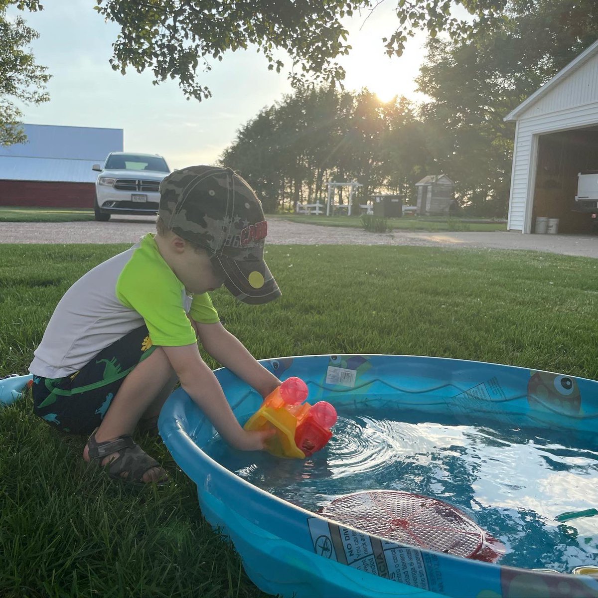 meloleitz's tweet photo. We had the best time at LaLa and Papa’s playing outside! ☀️🚜💦 #summerfun #TrevorBrice https://t.co/Q0Byg9398L