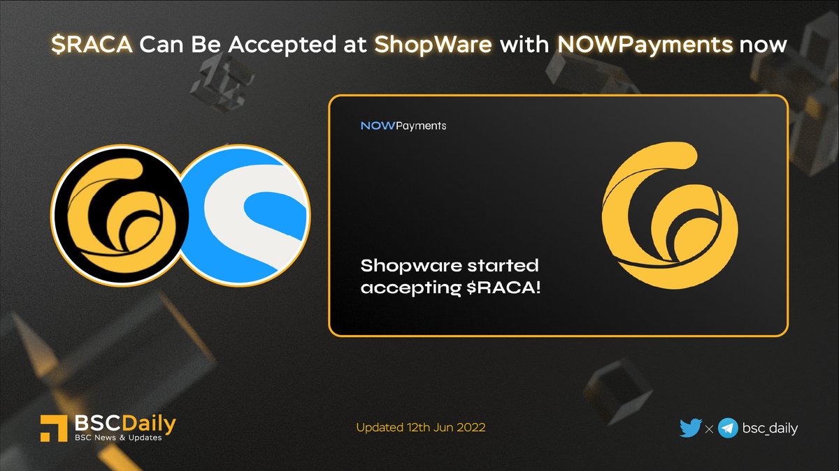 bsc_daily's tweet photo. 🔥 $RACA @RadioCacaNFT Can Be Accepted at @shopware with @NOWPayments_io 😍

With this #eCommerce plugin, you can 
🚀 scale your business in unlimited ways 
🚀 establish customer loyalty 
🚀 gain maximum flexibility 

Explore More👇

#BNB #WERACA #RACA #METAVERSE #WEB3 #BSC 🔥 https://t.co/6Dbgk7vpP8