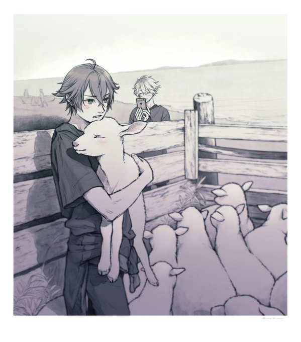 過去の絵を見返していたら水心子君の夏休み(?)他にも描いていた。ところで1枚目の背景で船を見てるのは文久土佐の3振だと気付いてた方いますか?(いる訳がない🛶) 