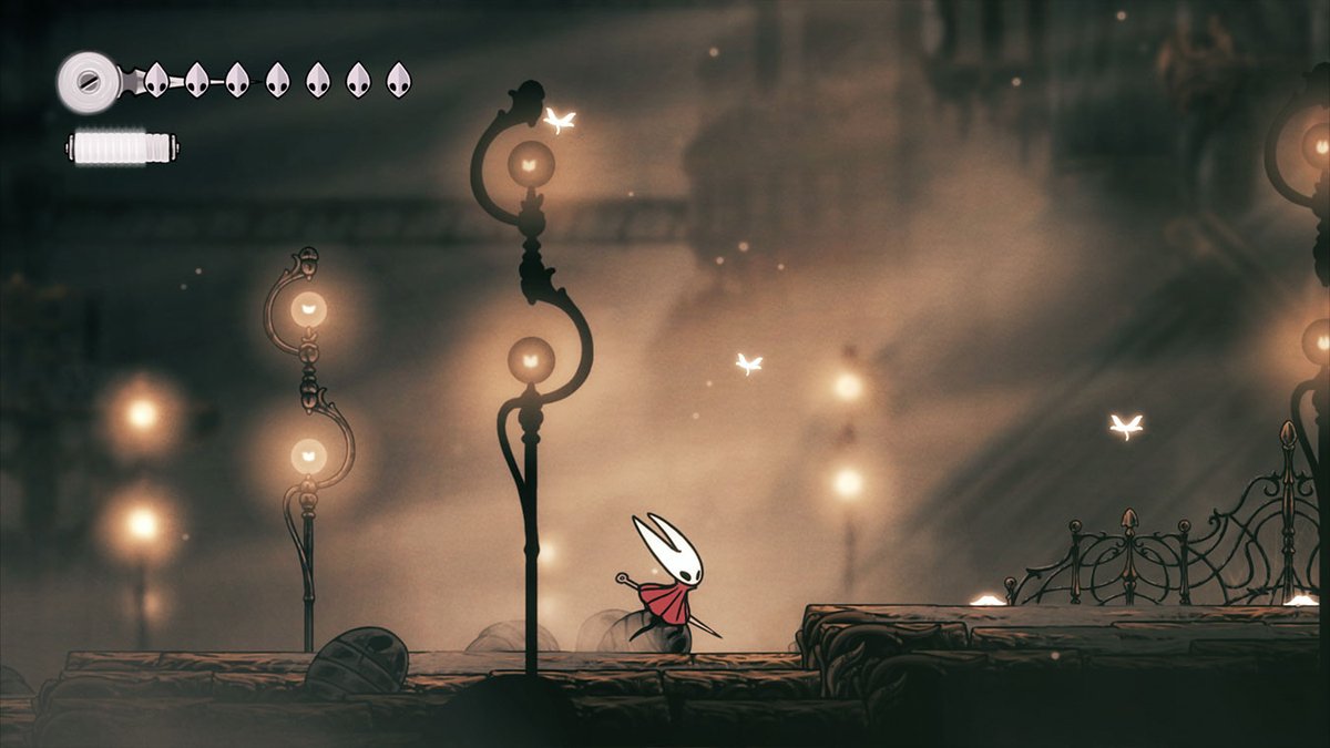 mossbag69's tweet photo. Hey! @DailySilksong pointed out to me that there are extra Silksong screenshots on Xbox website! Here's a shot near a big city. We can see those strange white bugs that Lace is conducting before the Deep Dock fight. https://t.co/Eh2nW0Acuw
