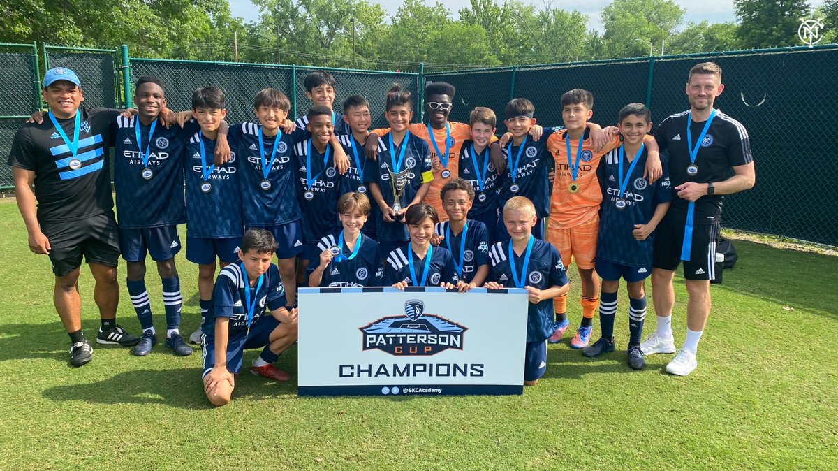 NYCFCYouth's tweet photo. 🏆 CHAMPIONS 🏆

Congrats to the U13s for lifting the Patterson Cup in KC today with a shootout Hudson River Derby W in the final 🗽💙 #VamosNYC https://t.co/dOYpgskwe8