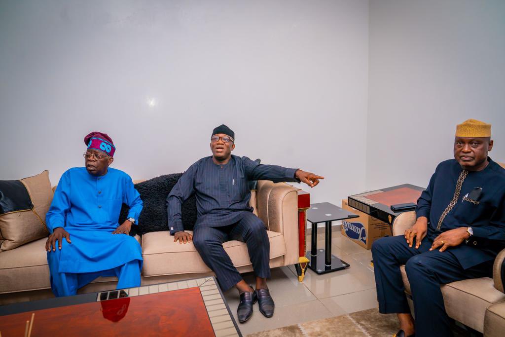 Earlier today, I joined the Governor of Ekiti State, H.E., Dr. John Kayode Fayemi (@kfayemi ), on a courtesy visit to the APC Presidential Flagbearer, H.E., Asiwaju Bola Ahmed Tinubu (@officialABAT) in Abuja. #EkitiDecides2022 #All4BAO