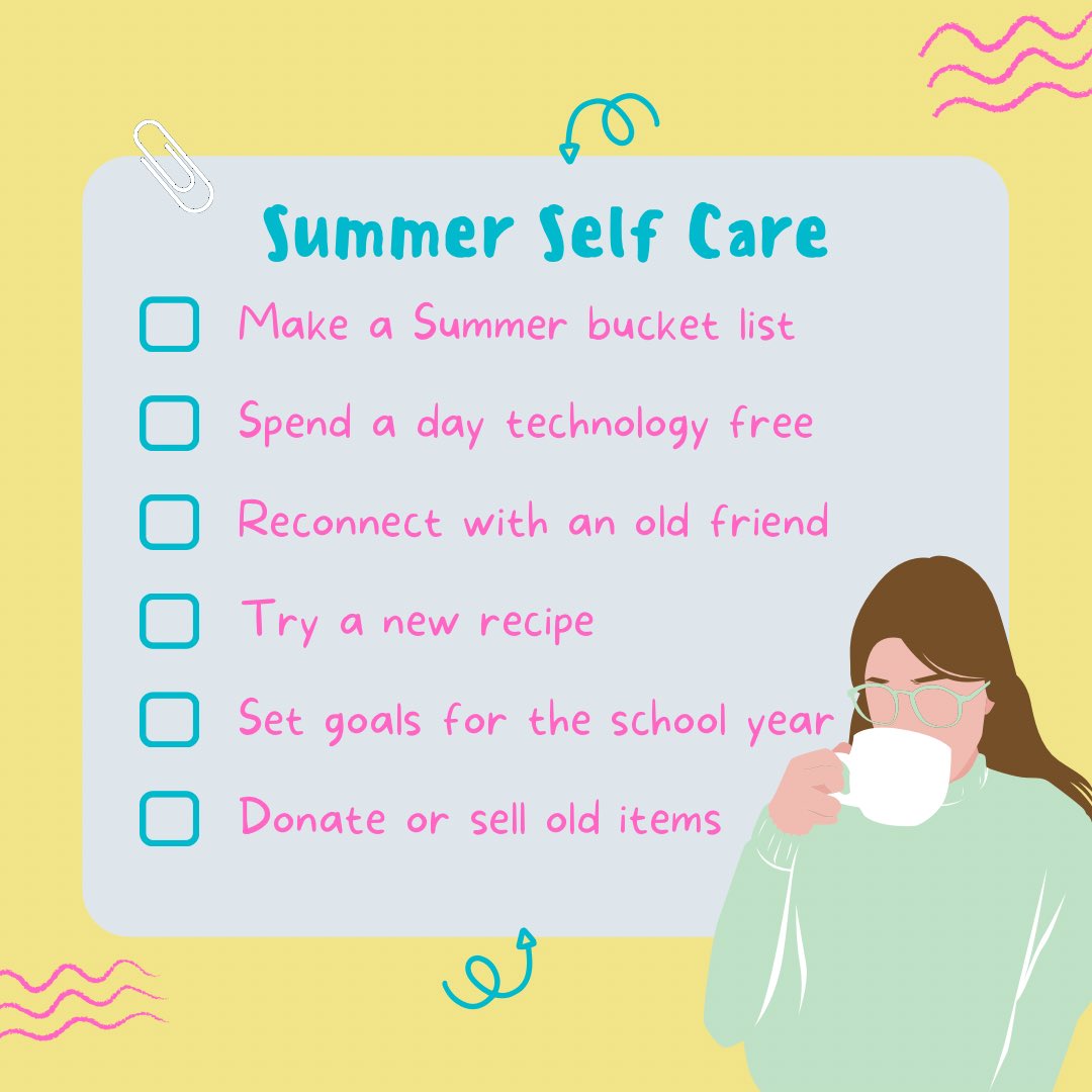 TAMUGreenDot's tweet photo. As we continue our Summer Selfcare Series here’s some tips to get the most out of your break! https://t.co/MXsAfkf98J