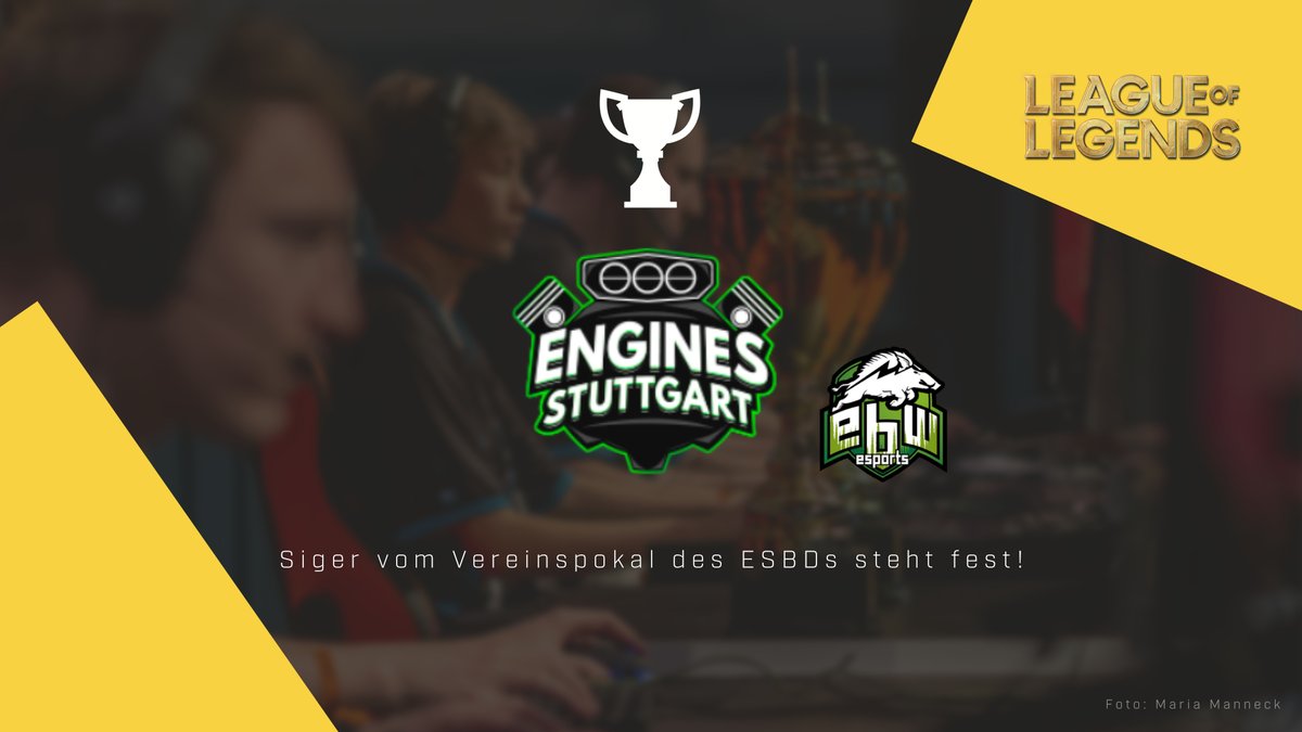 🥳GG WP!🥳

<a href="/engines_stgt/">Engines Stuttgart e.V.</a>  setzt sich knapp mit 3⃣:2⃣ gegen starke Spieler*innen von <a href="/EbwEsports/">ebw.esports e.V.</a>  durch und gewinnt damit den ESBD #Vereinspokal 2022 in #League_of_Legends 

🏆Herzlichen Glückwunsch!🏆

Danke an alle Unterstützer*innen!
