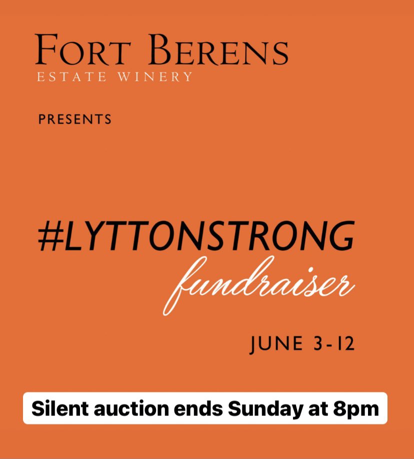 FortBerens's tweet photo. There are just a few hours left to bid in our #LyttonStrong fundraiser. Bidding ends tonight, Sunday June 12th at 8pm. https://t.co/jhevUd52Ze
.
#letsdothis #letsrebuildthelyttonpool #lytton #lyttonstrong #getyourbidsin #makeadonation https://t.co/ToP1WcdF3h