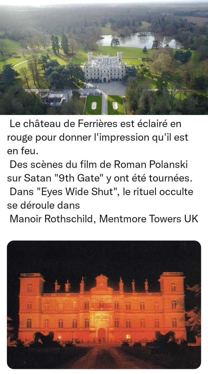 JozDire's tweet photo. Soirées masqués Rothschild

#ChâteaudelaFerrière

71, YSL est aux manettes

72, l'occulte est à son apogée

Ce 🏰 est tout près du lieu de disparition d'#EstelleMouzin

Edouard y a sa villa

#9thGate y est filmé

Eyes Wide Shut filmé aussi chez Rothschild

https://t.co/NG1lsTgAUE https://t.co/wl7vpp377Y