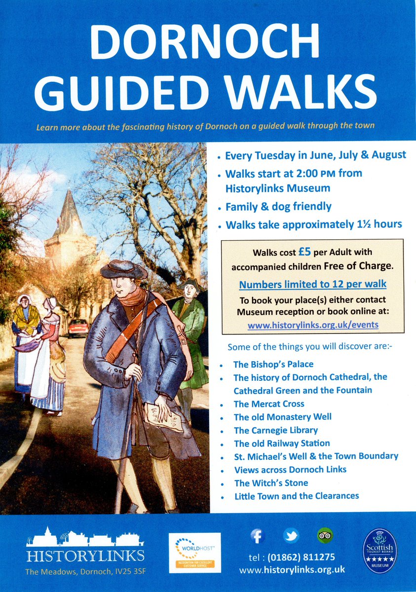 HistorylinksC's tweet photo. Our summer guided walks have started again. Looking forward to a jaunt around Dornoch on a Tuesday afternoon! https://t.co/AC7YVB4Zq4