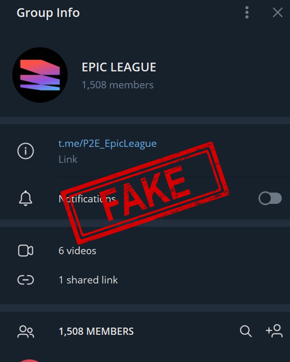 🚨Scam Alert🚨

Recently there are many EPIC LEAGUE scam sites has generated.

🙅SCAM PAGE
1.FAKE Twitter <a href="/epicleagueteams/">1</a>
2.FAKE Website epicleague.net
3.FAKE TG group @P2E_EpicLeague

We never ask you to send funds to an address or contact you first. Please be careful!