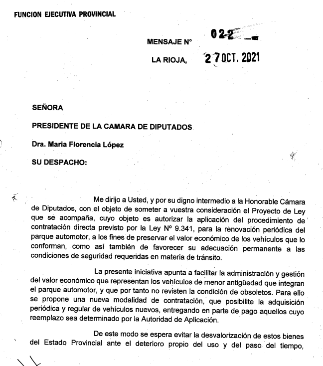 GermanLaRioja's tweet photo. #LaRioja El gobernador Ricardo Quintela le solicitó autorización a la Legislatura, controlada por el justicialismo, a la modernización de todo el parque automotor estatal con la compra directa de vehículos 0km. https://t.co/wc7635aCAf