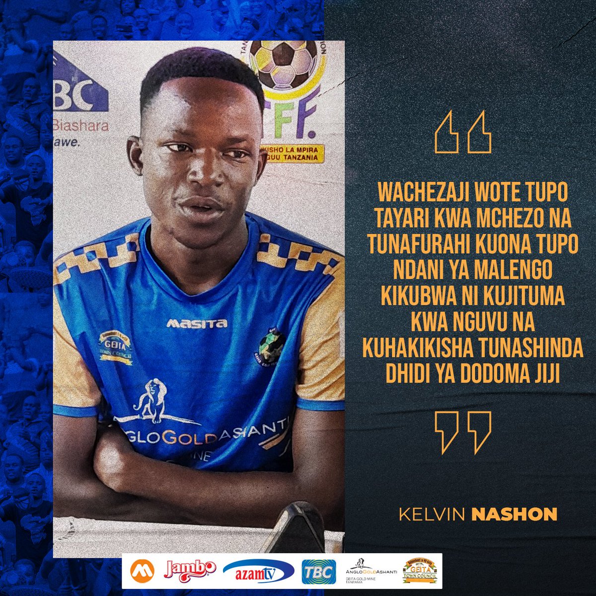 geitagoldfc's tweet photo. #PreMatchInterview🎙️
🗣️ | Kiungo wetu mwandamizi 'Kelvin Nashon' akiuongelea mchezo wetu wa kesho dhidi ya Dodoma Jiji FC
NEXT UP ➡️ Dodoma Jiji FC
#GGFC | #SisiNiDhahabu https://t.co/41Na5NBMZh