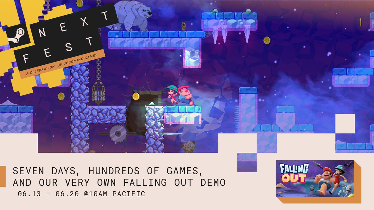 FallingOutGame's tweet photo. Only ONE more sleep until the #SteamNextFest! 😬

If you are in a part of the world where you have 2 more sleeps, sorry! If you are currently sleeping and this has woken you up...REALLY sorry! 

#roguelike #roguelite #indiegames #fallingoutgame @Steam https://t.co/sEmZ2bzOdO